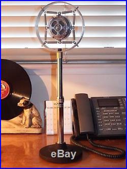 Vintage'30's Shure Brothers Ring Spring Carbon Double-Button Microphone & Stand