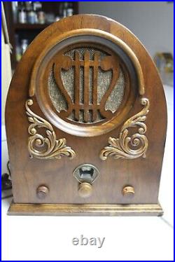 Vintage 30's Tiffany Tone Full Size Cathedral Radio Art Deco Working Beautiful