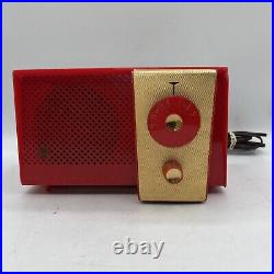 Vintage 50' Westinghouse Model H-577T4 Plastic Tube Radio Bright Red Tube Radio