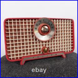 Vintage 50s Philco D-595 AM Tube Radio Atomic MCM Tested Works Cranberry 1956