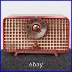 Vintage 50s Philco D-595 AM Tube Radio Atomic MCM Tested Works Cranberry 1956