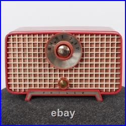 Vintage 50s Philco D-595 AM Tube Radio Atomic MCM Tested Works Cranberry 1956