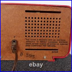 Vintage 50s Philco D-595 AM Tube Radio Atomic MCM Tested Works Cranberry 1956