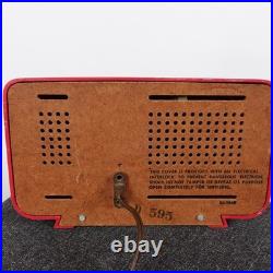 Vintage 50s Philco D-595 AM Tube Radio Atomic MCM Tested Works Cranberry 1956