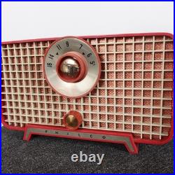 Vintage 50s Philco D-595 AM Tube Radio Atomic MCM Tested Works Cranberry 1956