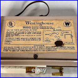 Vintage 50s Westinghouse Mocha White Tube Clock Radio H-640T5 Retro Mid Century