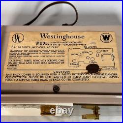 Vintage 50s Westinghouse Mocha White Tube Clock Radio H-640T5 Retro Mid Century Vintage 50s Westinghouse Mocha White Tube Clock Radio H-640T5 Retro Mid Century