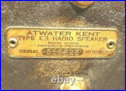Vintage ATWATER-KENT E-3 SPEAKER Working 11 SPEAKER on stand / 701 ohms