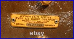 Vintage ATWATER-KENT E-3 SPEAKER Working 13 SPEAKER on stand / 671 ohms