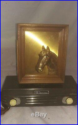 Vintage Abbotwares framed horse head Tube Radio Z477 Copper & wood Circa 1947