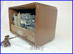 Vintage Acratone Round Dial Wooden Tube Radio Powers On and Tunes