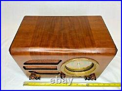 Vintage Acratone Round Dial Wooden Tube Radio Powers On and Tunes