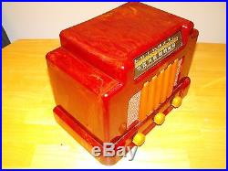 Vintage Addison 5A Court House Red Bakelite Tube Radio Catalin Working