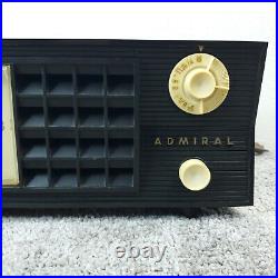 Vintage Admiral Model 251A Tube Radio Clock Telechron Bakelite Black Works