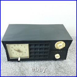 Vintage Admiral Model 251A Tube Radio Clock Telechron Bakelite Black Works