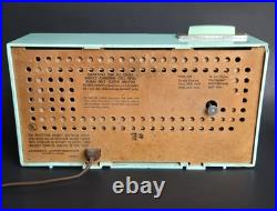 Vintage Admiral Tube Radio Clock Y3569 Untested 1964 MCM Art Deco Turquoise Blue