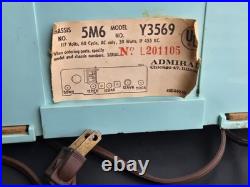 Vintage Admiral Tube Radio Clock Y3569 Untested 1964 MCM Art Deco Turquoise Blue