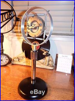 Vintage American 1930's ring spring carbon double-button microphone & stand
