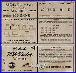Vintage Antique 1946 47 40s RCA Victor Phono Radio Model 55U Victrola Wwii