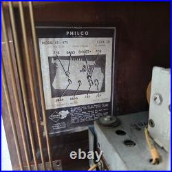 Vintage Antique PHILCO 48-475 TABLETOP Tube RADIO Wood Cabinet Working See Video