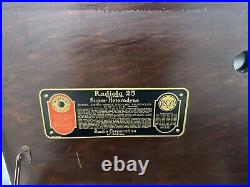 Vintage Antique Rca Radiola 25 Super Heterodyne Tube Radio & Loop Antenna