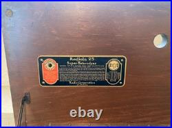 Vintage Antique Rca Radiola 25 Super Heterodyne Tube Radio P/r