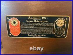 Vintage Antique Rca Radiola 25 Super Heterodyne Tube Radio P/r