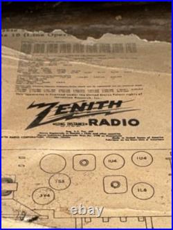 Vintage Antique Zenith TransOceanic Tube Radio 1940s Chassis 5G40 Works LOOK