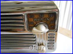 Vintage Art Deco Machine Age Stunning Chrome Arvin tube radio mid century works
