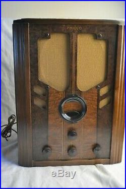 Vintage Art Deco Philco Tombstone Wood Tube Radio Am Sw Tested 37 60 Chassis