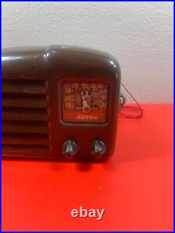 Vintage Arvin Tube Radio Metal Case 502 Midget AM Tested Working Rare Antique