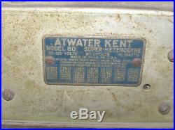 Vintage Atwater Kent Cathedral Tube Radio, Model 80, Super-heterodyne Unrestored