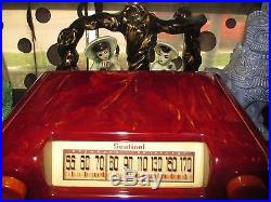 Vintage. BEAUTIFUL SENTINEL CATALIN/BAKELITE TUBE RADIO RED WITH YELLOW SWIRLS