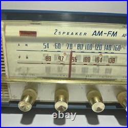 Vintage BLUE NEC Galaxie Tube Radio 2 Speaker Mid Century Japan Working MCM