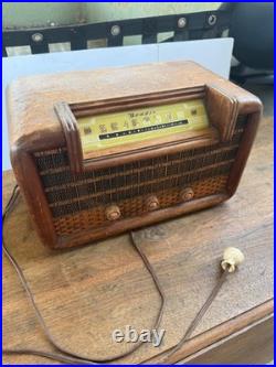 Vintage Bendix Aviation Tube Radio Wood Cabinet Working MCM Art Deco AM