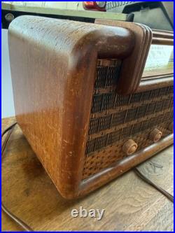 Vintage Bendix Aviation Tube Radio Wood Cabinet Working MCM Art Deco AM