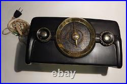 Vintage Black And Gold Crosley Dashboard Bakelite Tube Radio Works