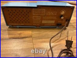 Vintage Blue Motorola Model 57CD Tube AM Radio Clock Retro MCM Works RARE Nice