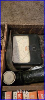 Vintage Carry All Vacuum Tube Radio TV Repair Caddy Case Box with Tubes UNTESTED