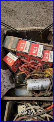 Vintage Carry All Vacuum Tube Radio TV Repair Caddy Case Box with Tubes UNTESTED
