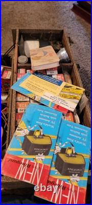Vintage Carry All Vacuum Tube Radio TV Repair Caddy Case Box with Tubes UNTESTED