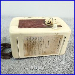 Vintage Coronado Tube Radio Model 43-8201 AM Tabletop 1950's MCM White Works