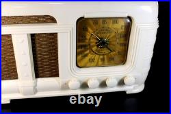 Vintage Crack Free Art Deco Fada Antique Solid Ivory Color Bakelite Tube Radio