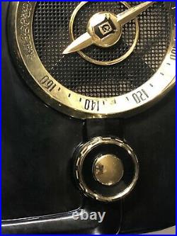 Vintage Crosley 10-136e Bakelite Tube Radio With Jet Black & Gold Colors (works)