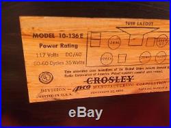 Vintage Crosley 1950 10-136E Tube Radio Black Bakelite Dashboard Works