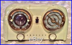 Vintage Crosley Bakelite Tube Clock Radio Model D-25 Ce