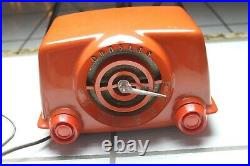 Vintage Crosley Red Plastic Bullseye Tube Radio Model 11-103 U Working