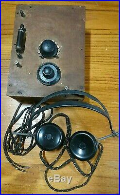 Vintage Crystal Radio Set 1920s with Headphones in working condition
