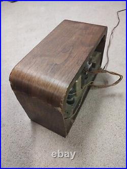 Vintage DETROLA 154e Wood Tube Radio, Table Top, Scarce! Green Eye Art Deco