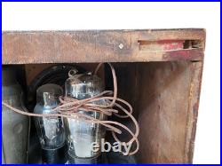 Vintage DETROLA Wood Tube Radio, Table Top, Art Deco, Powers On
